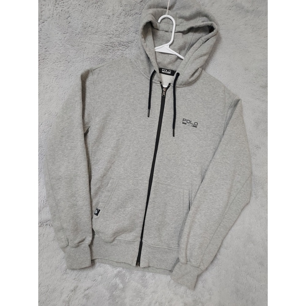 Ralph Lauren Polo Sport Jacket Mens Small Full Zip Hoodie Logo Grey Fllece S